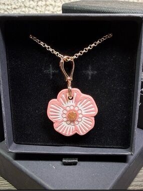 COACH Poppy, Coach -Flower - Light Pink /rose chain 22”